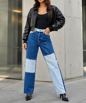 Pacsun Womens 25 Dad Jeans Two Tone Patchwork High Rise Straight Leg Blue